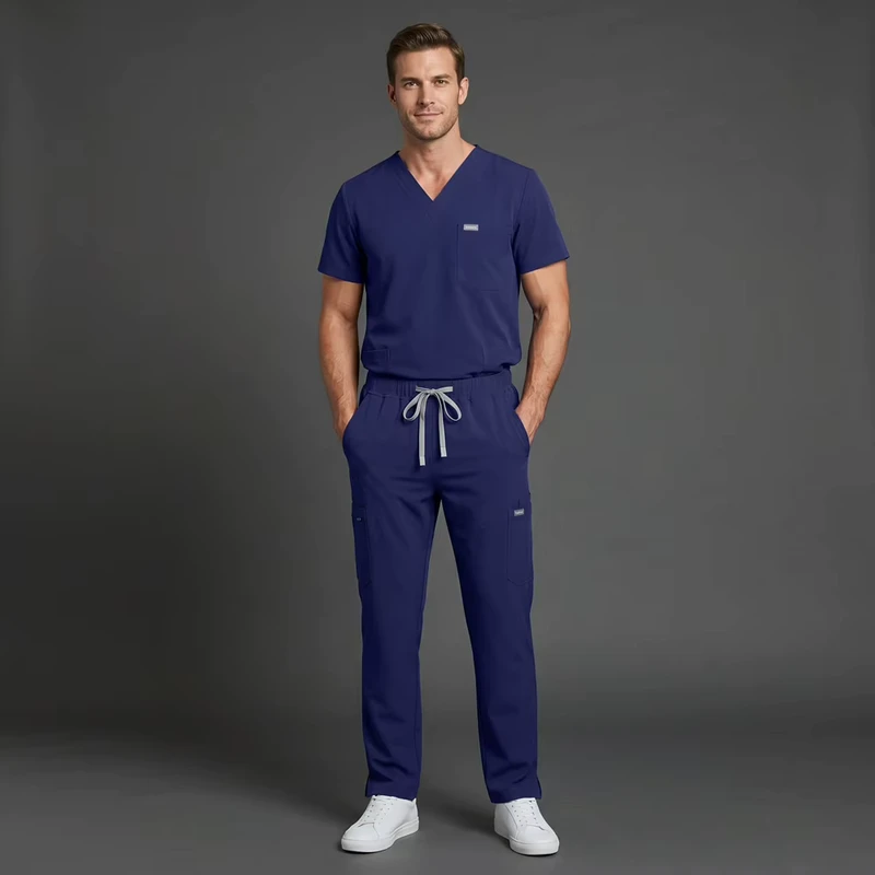 VIAOLI Flowing Comfortable Nurse Medical Scrub Uniform Sets Polyester Rayon Elastane V Neck Straight