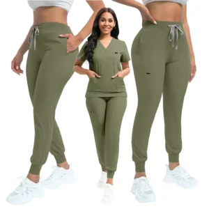 VIAOLI Stretchy Brown Pink Purple Scrub Suits for Doctors and Nurse Plus Size Medical Hospital Scrubs Uniform Sets