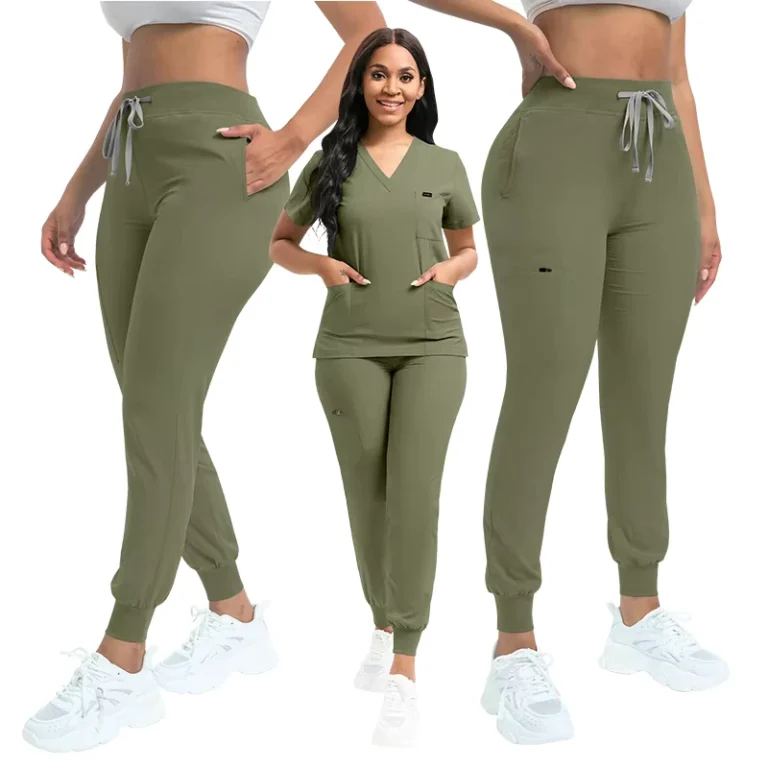 VIAOLI-Stretchy-Brown-Pink-Purple-Scrub-Suits-for-Doctors-and-Nurse-Plus-Size-Medical-Hospital-Scrubs-Uniform-Sets