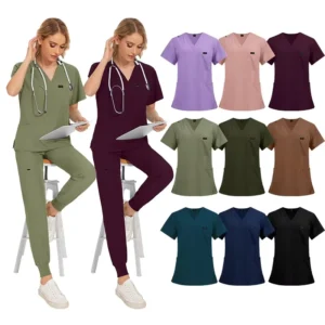 Veterinary Clinic Men’s and Women’s 4-Way Stretch Antimicrobial Jogger Scrub Set Dobby Fabric Needle-Detectable
