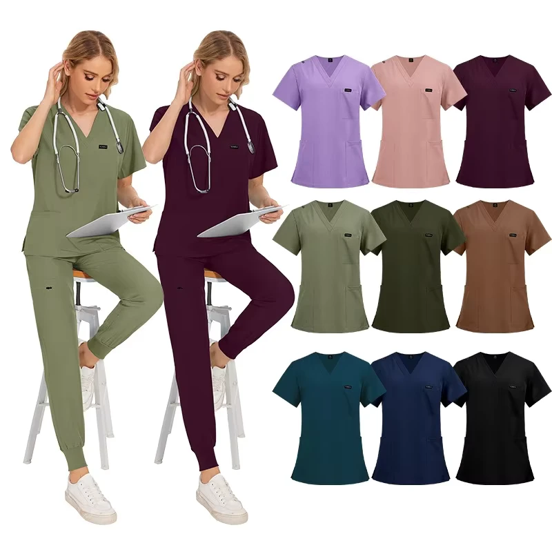Veterinary Clinic Men's and Women's 4-Way Stretch Antimicrobial Jogger Scrub Set Dobby Fabric Needle-Detectable