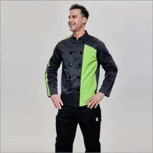 Vibrant Contrast Long Sleeve Chef Jacket Fluorescent Green Double Breasted Customizable Catering Uniform