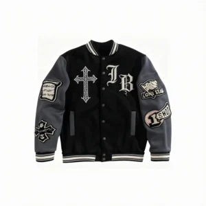 Vintage Letterman Varsity Jacket Men Oversize Polyester Coat Letterman Sleeves Single Breasted Autumn Winter Season Embroidered