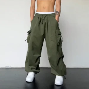 Vintage Reinforced Breathable Tapered Belt-Waist Cargo Work Pants