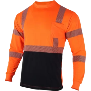 Visibility Construction Breathable Reflective Long Sleeve Hi Vis Safety Shirt