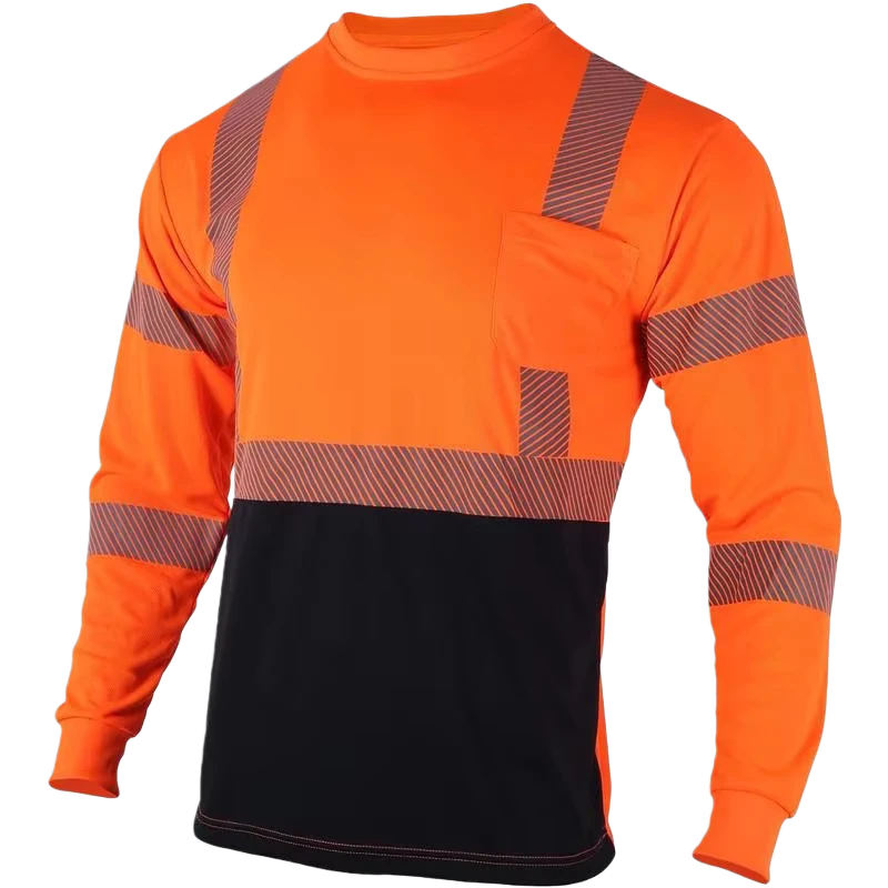 Visibility Construction Breathable Reflective Long Sleeve Hi Vis Safety Shirt