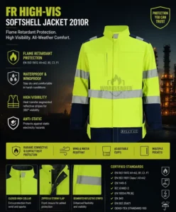 WORKLEADER Multi Norm FR Softshell Jacket EN 61482 EN ISO11612 Hi Vis Safety Arc Flash Protection Water Proof Oil Gas Welding