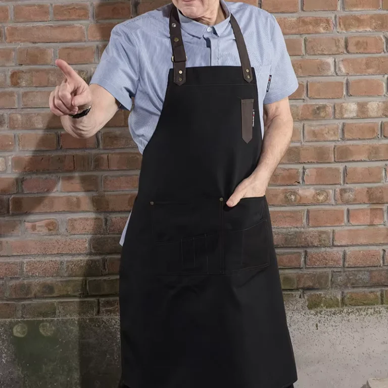 Waiter-Chef-Canvas-Adjustable-Bib-Apron-with-Multi-Pockets-Poly-Cotton-Black-Restaurant-Kitchen-Apron
