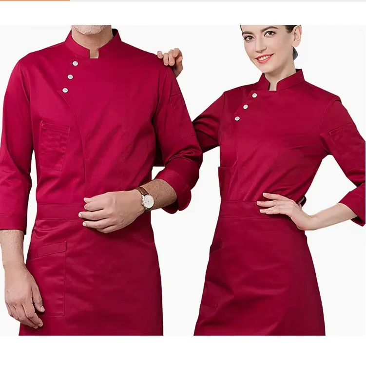 Warm Chef Uniforms for Men and Women Long Sleeve Winter Kitchen Workwear for Baker Hotel and Canteen Staff