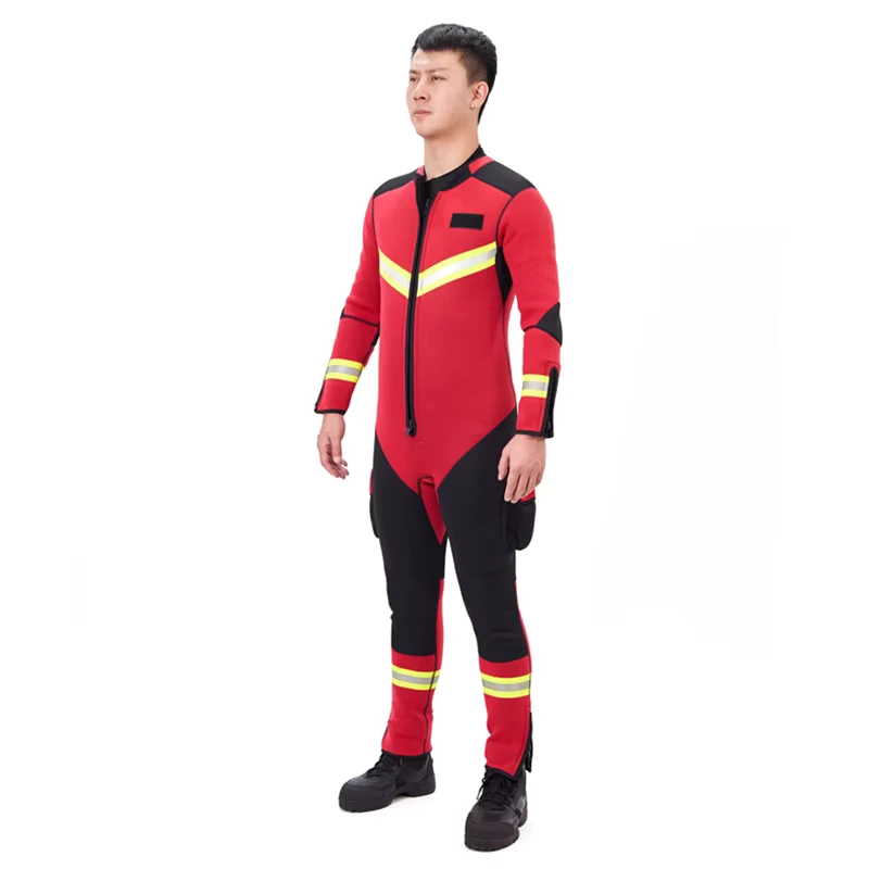 Water Rescue Wet Life Jacket One-Piece Diving Suit, Reflective Blue