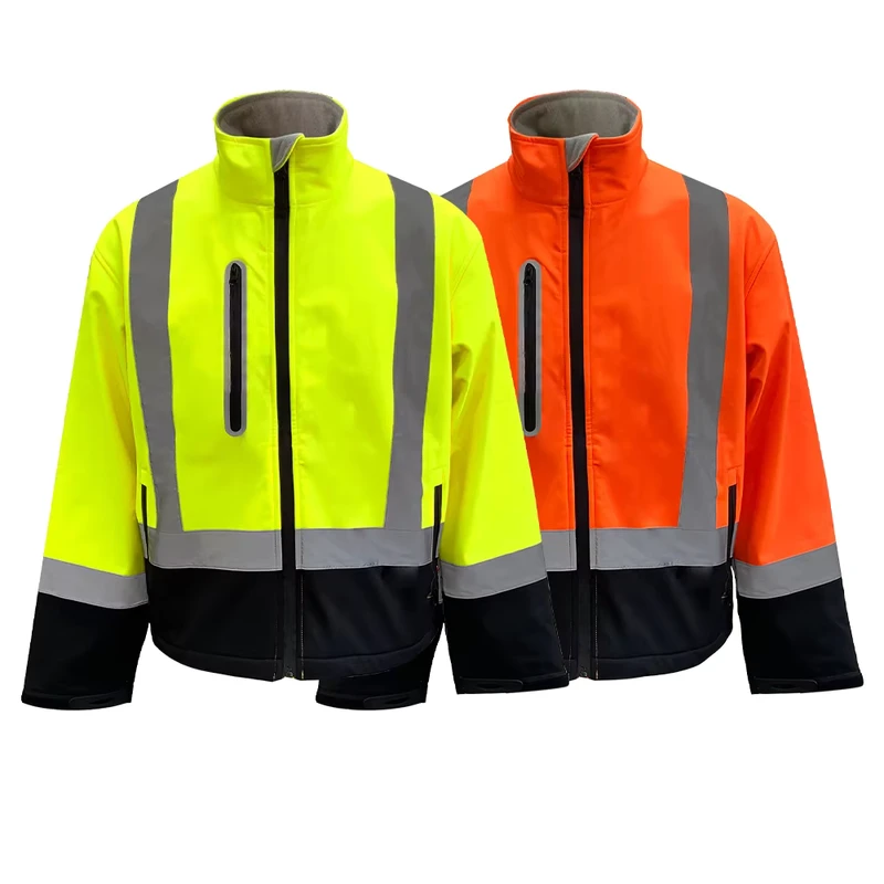 Water Resistant High Visibility Reflective Softshell Safety Jacket for Women with Multiple Pockets