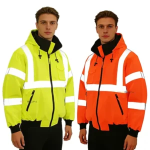 Waterproof ANSI Class 3 Hi Vis Winter Safety Jacket with Reflective Tape