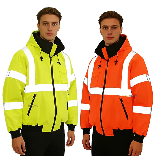 Waterproof ANSI Class 3 Hi Vis Winter Safety Jacket with Reflective Tape