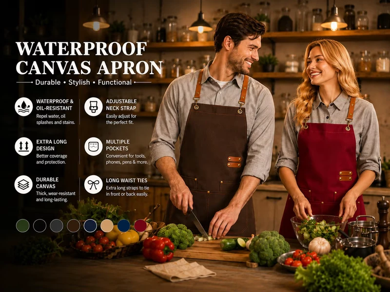 Waterproof Canvas Barista Apron for Cafe Restaurant Workshop Uniform