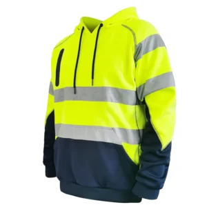 Waterproof Hi Vis Reflective Yellow Long Sleeve Warm Fleece Hoodie