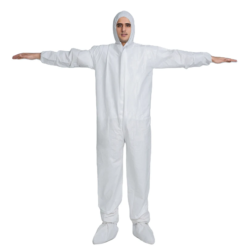 Waterproof Microporous Coverall Disposable Protection Coverall with Hood Workshop Overalls