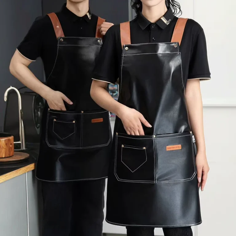 Waterproof-Oil-Proof-Soft-PU-Leather-Bib-Apron-with-Sleeves-Catering-Restaurant-Kitchen-Chef-Work-Uniform