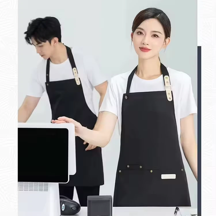 Waterproof Oil-Resistant Canvas Aprons for Cafe Restaurant and Bar Uniforms