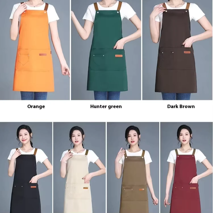Waterproof Oil-Resistant Sleeveless Canvas Bib Apron for Gardening, Farms, Restaurants, Kitchens, and Baristas