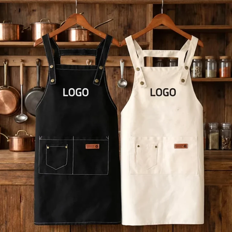 Waterproof-Oilproof-Canvas-Apron-Durable-Double-Pockets-Custom-Logo-Kitchen-Restaurant-Cooking-Work-Adjustable-Apron