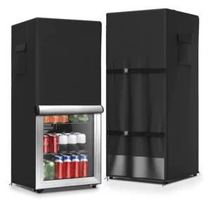Waterproof Outdoor Refrigerator Cover with Double Zipper Protecting Upright Freezers Beverage Refrigerators Refrigerator Cover
