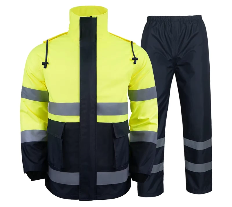 Waterproof Rain Suit High Visibility Rain Coat Adult Long Pattern Windbreaker Poncho High vis Reflective Rain Gear