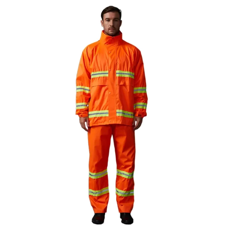 Waterproof-Reusable-Custom-Hi-Vis-Reflective-Eco-Friendly-Rain-Coat-Pants-Suit-Durable-PVC-Polyester-150D-Fabric-Hiking-Outdoor