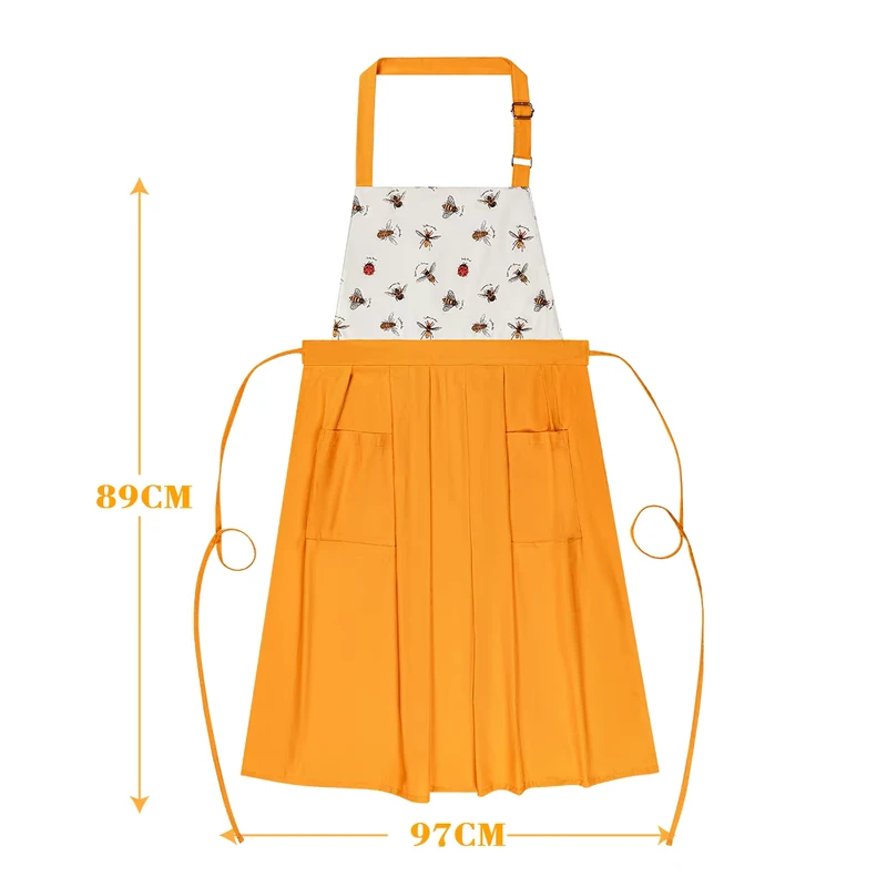 Waterproof Reusable Eco-Friendly Custom Logo Cotton Kitchen Apron for Restaurant Waitstaff and Chefs