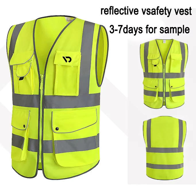 Waterproof Security Vest Jacket Uniform Team Workwear Reflective High Visibility Safety Vest Polyester