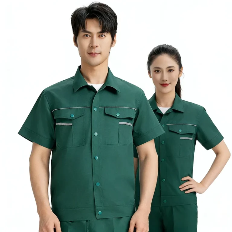 Wear-resistant-Breathable-Quick-dry-Water-Resistant-Cotton-Short-sleeve-Work-Coverall-for-Auto-Repair-Factory