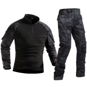 Wear resistant Camouflage Grey Black Green Tactical Desert Uniforms Set Breathable Tactical Camo Security Uniform Shirt for Men