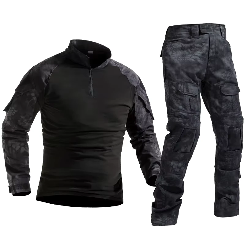 Wear resistant Camouflage Grey Black Green Tactical Desert Uniforms Set Breathable Tactical Camo Security Uniform Shirt for Men