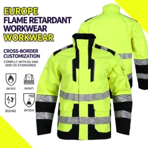 Welding Fireproof Breathable Flame Retardant Clothing Fluorescent High Brightness Yellow Reflective Level C Protection
