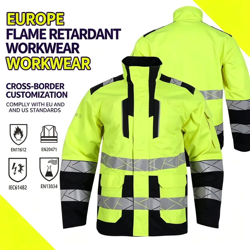 Welding Fireproof Breathable Flame Retardant Clothing Fluorescent High Brightness Yellow Reflective Level C Protection