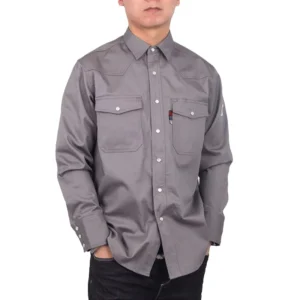 Western Fire Resistant FR Pearl Snaps Long Sleeve Welding Shirt for Men
