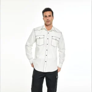 Western Men’s Workwear Long Sleeve Shirt With Contrast Reinforced Stitching For Industrial Mechanical