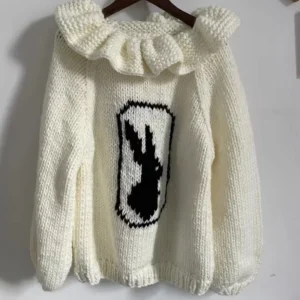Western Style High Neck Winter Thick Mohair Loose Fit Women Sweater