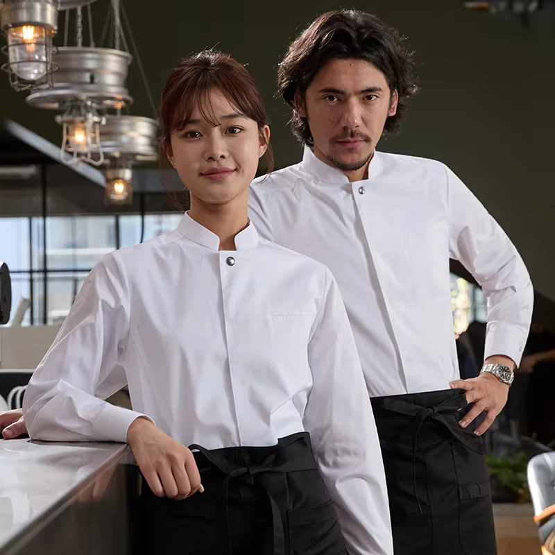 White Catering Waiter Overalls Hotel Uniforms for Men and Women