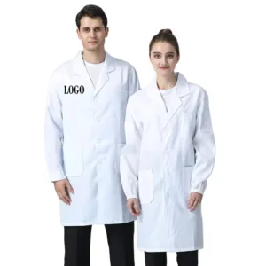 White Cotton Polyester Doctor’s Lab Coat for Hospital and Nurse Workwear