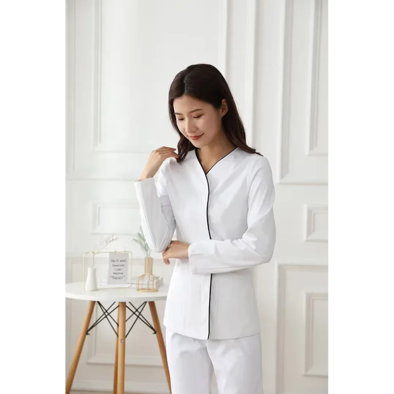 White-Cotton-Polyester-Womens-Nurse-Uniform-Tops-and-Pants-Medical-Hospital-Uniform