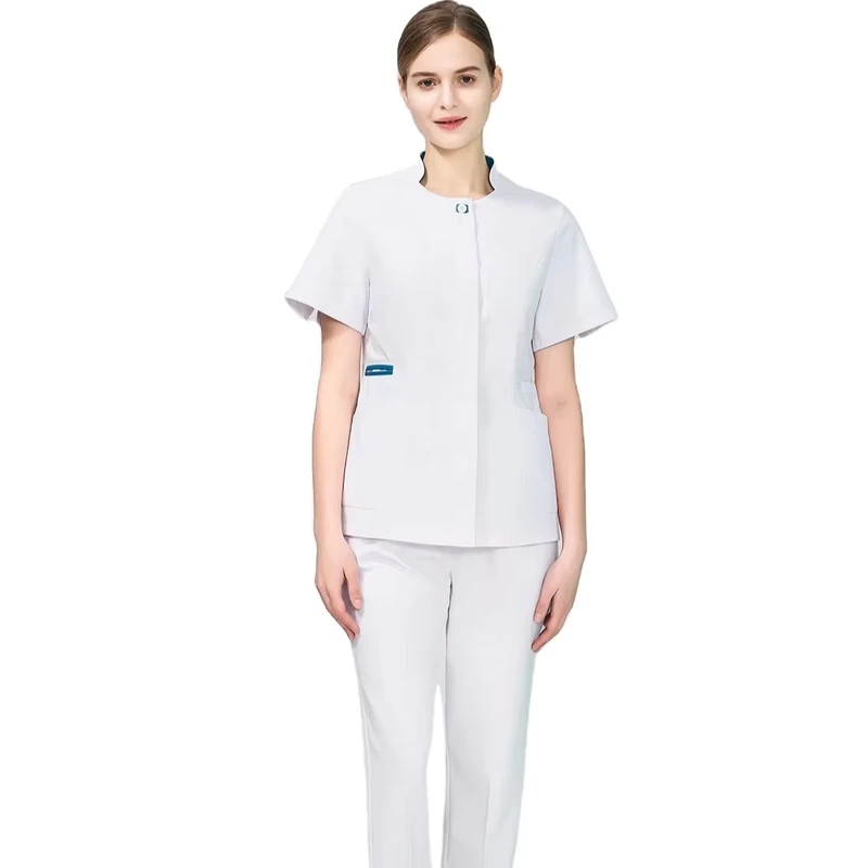 White Hospital Nurse Uniforms Lab Coats Breathable Medical Clinic Staff Customized Logos