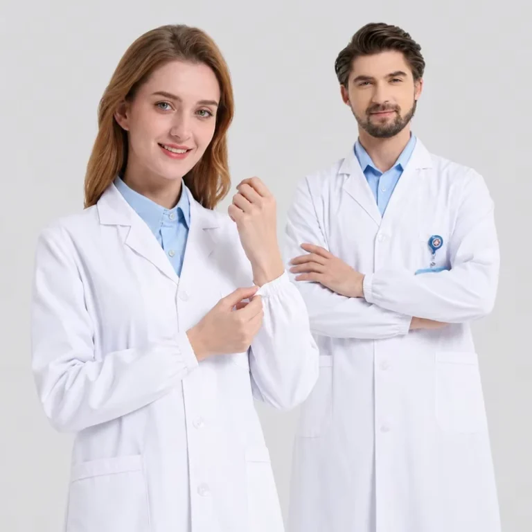 White-Long-Sleeve-Gown-for-Female-Doctors-and-Nurses-Short-Sleeved-Lab-Coat-Work-Clothing