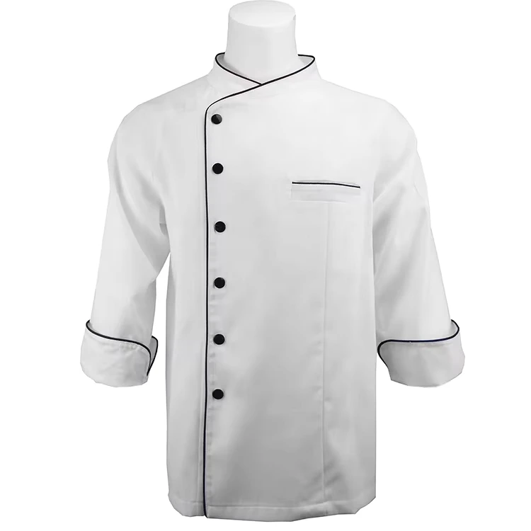 White-Long-Sleeve-Twill-Fabric-Chef-Jacket-Restaurant-Kitchen-Wear