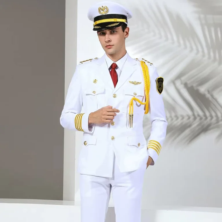 White-Mens-Security-Guard-Dress-Uniform-Polyester-Viscose-Material-Anti-Wrinkle-Breathable