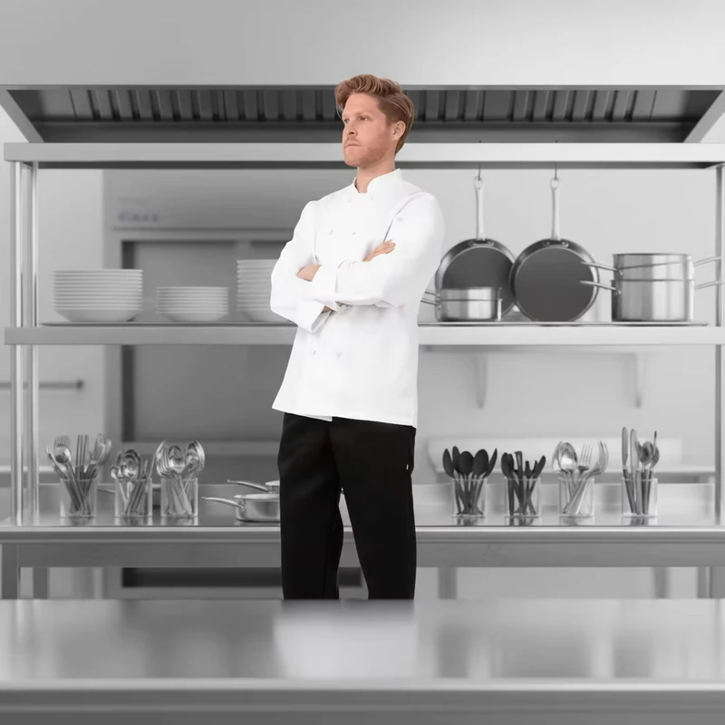 White Modern Restaurant Chef Jacket Coat Long Sleeve Uniform