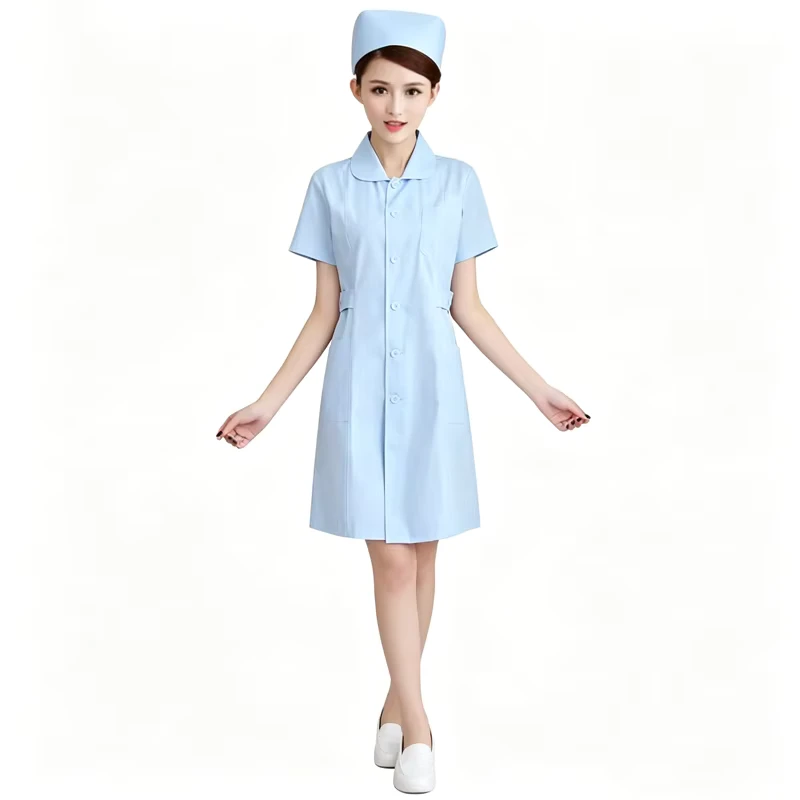 White Short-Sleeve Nurse Dress Uniform