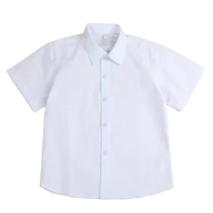 White Short Sleeve School Uniform Tops, Summer Dress Shirts for Boys and Girls