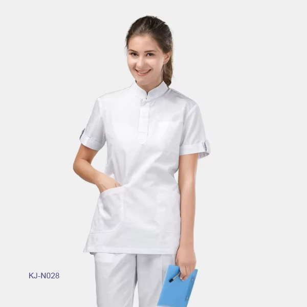 White Short-Sleeve Women's Nurse Uniform Set