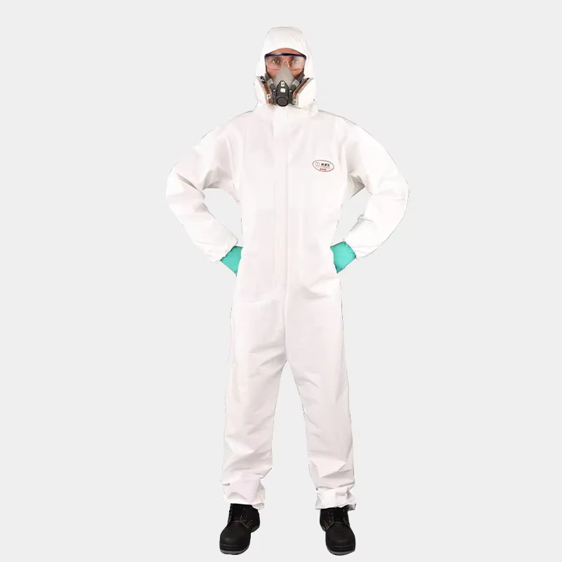 White Type 5/6 Liquid-Proof Disposable Non-Woven Coverall for Fiberglass Protection