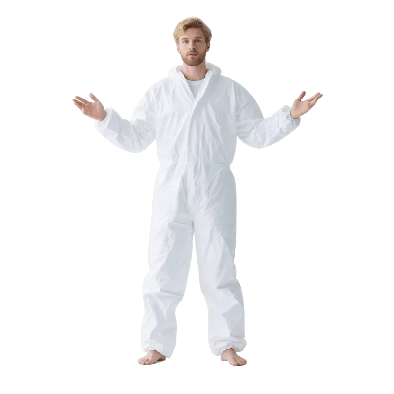 White Tyvek Suit Chemical Protection Breathable Microporous Disposable Coverall